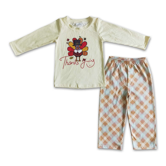 Turkey shirt plaid pants boys Thanksgiving clothing