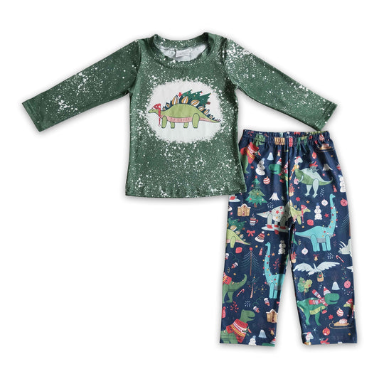 Dinosaur bleached shirt pants kids boy Christmas clothes