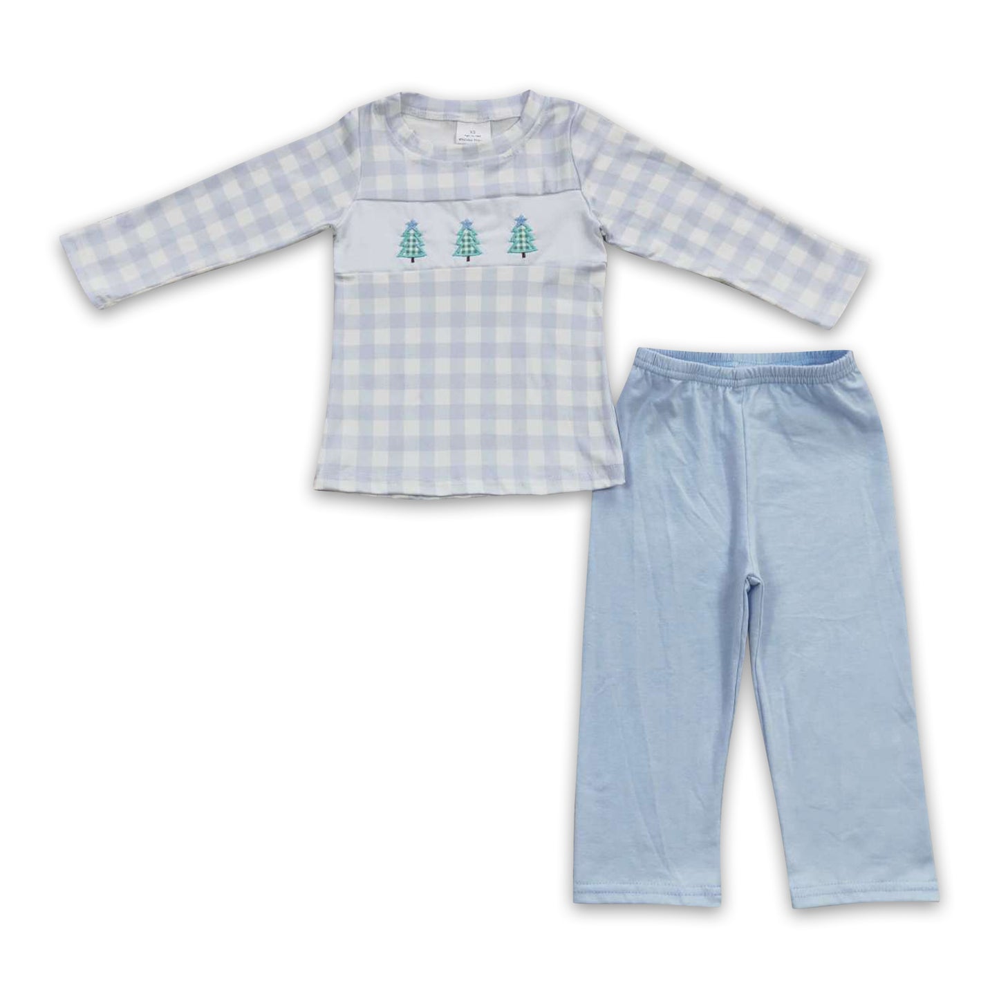 Plaid Christmas tree baby boy clothing set