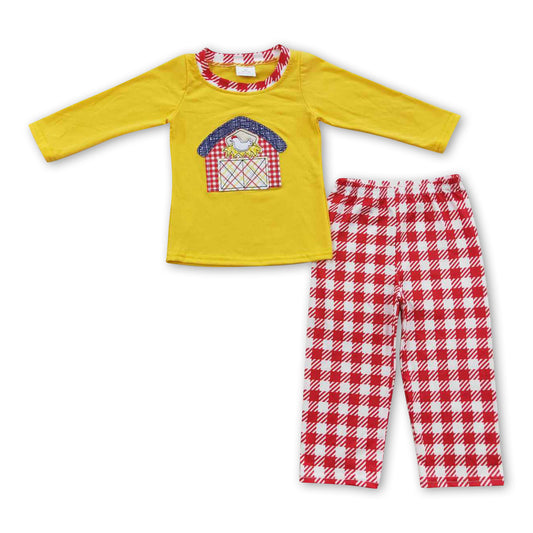 Chicken farm shirt plaid pants kids boy clothes