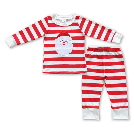 Santa stripe long sleeves baby kids Christmas pajamas