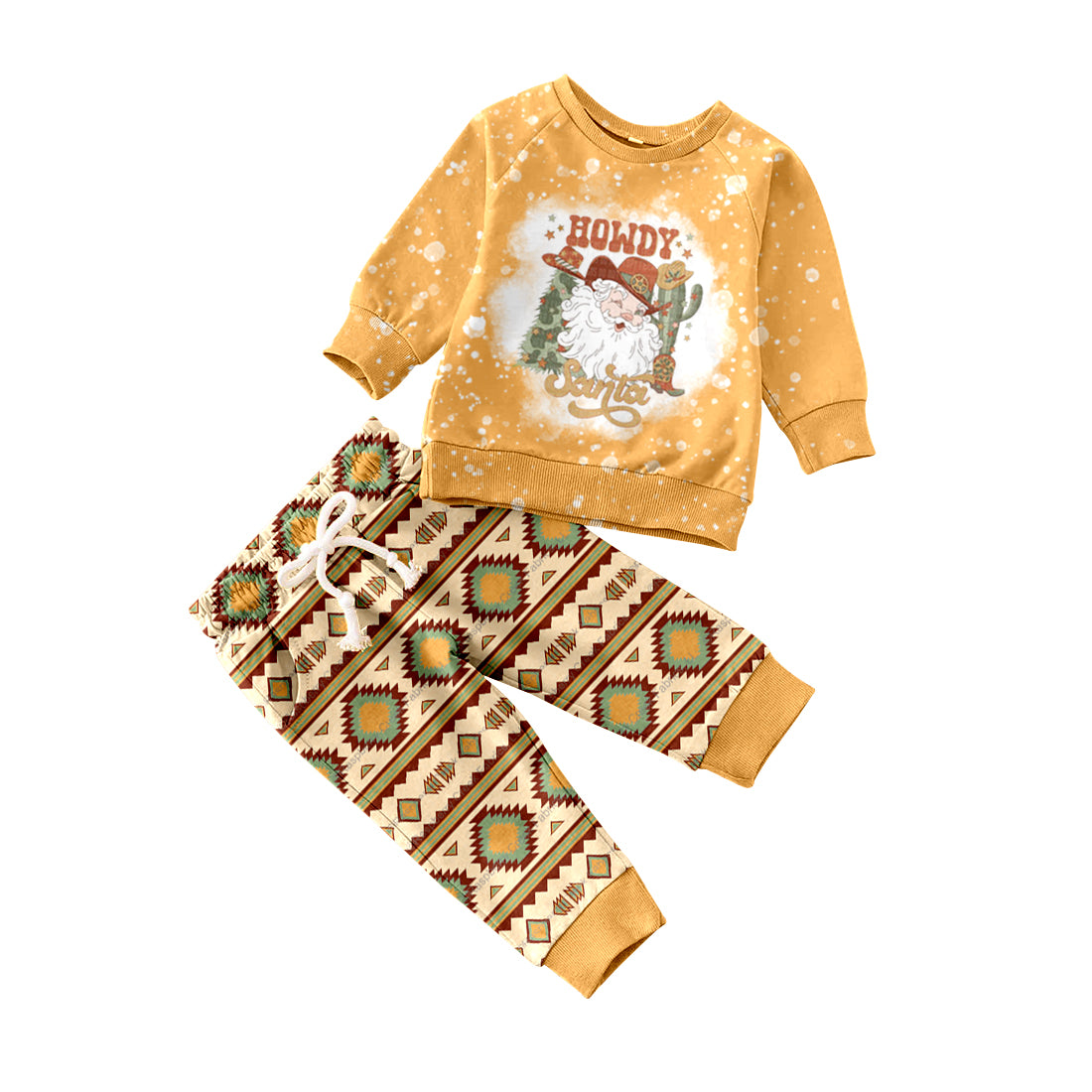 Howdy santa aztec pants kids boy Christmas clothes