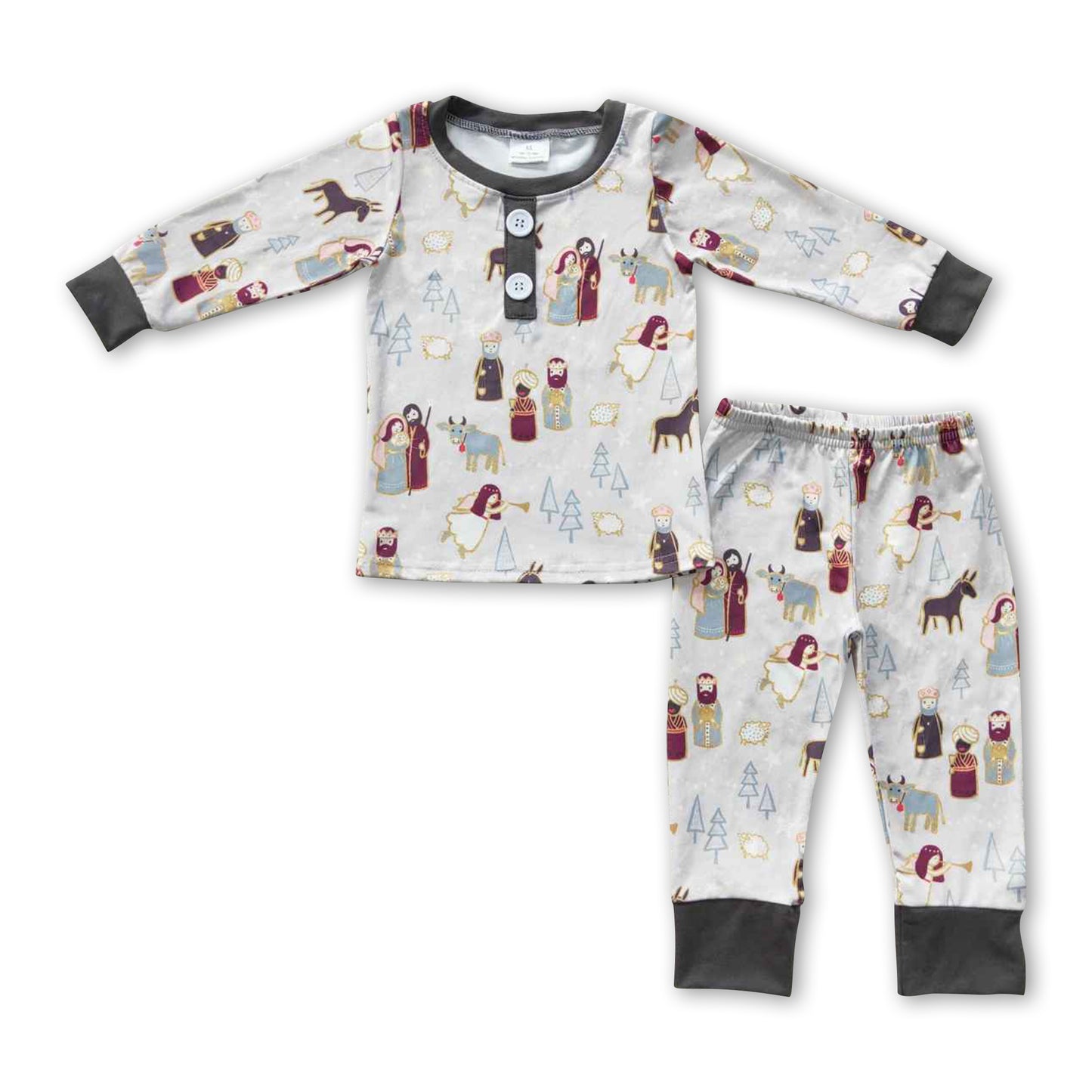 Nativity long sleeves kids boy Christmas pajamas