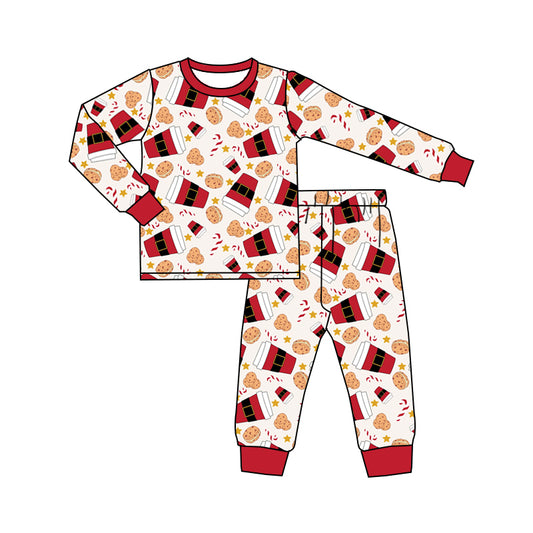 Drink cookie candy cane kids boy Christmas pajamas