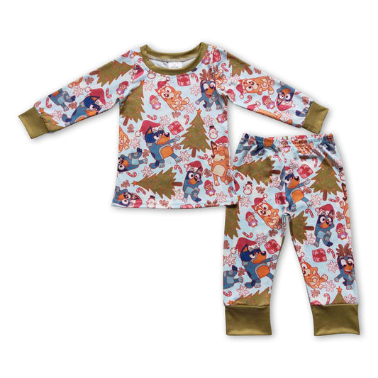 Dogs deer long sleeves baby boy Christmas pajamas