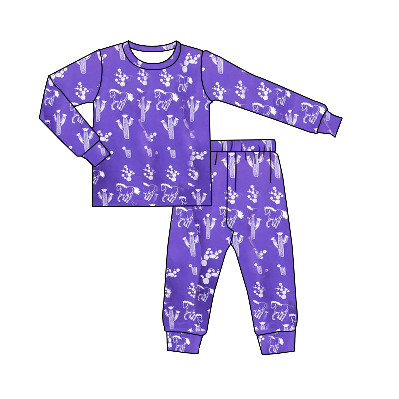 Purple horse cactus baby kids pajamas