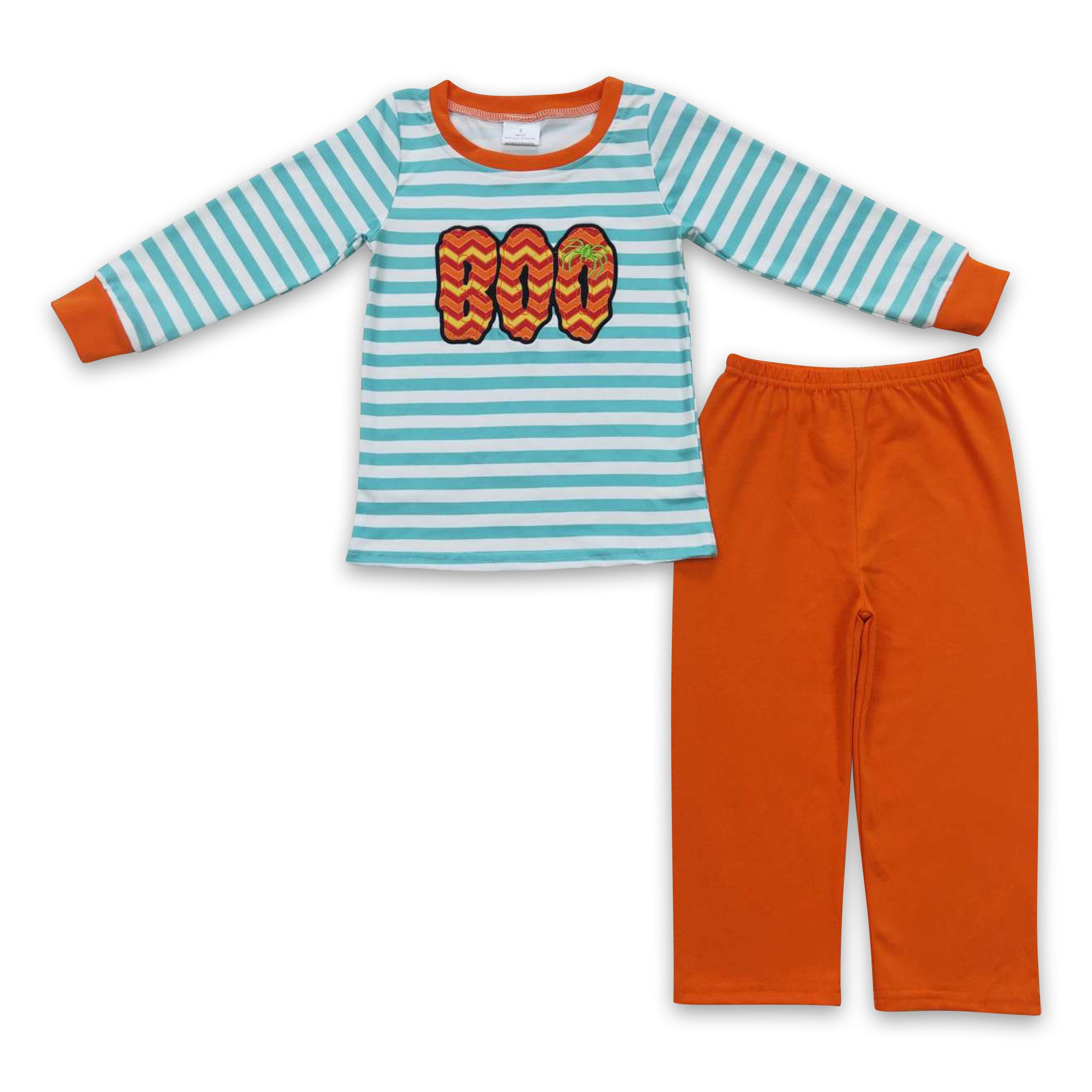 Boo spider stripe top orange pants boy Halloween clothes – Western Kids ...