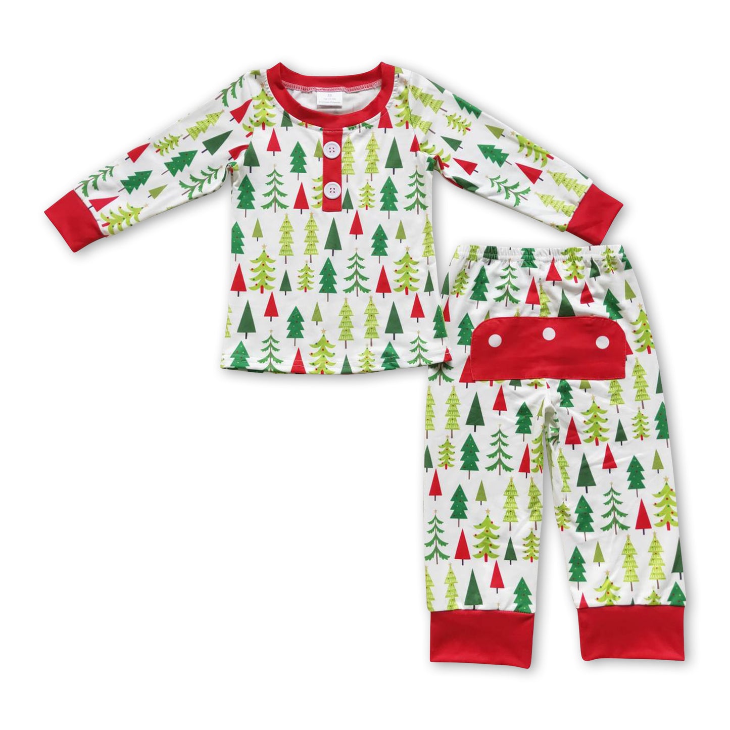 Long sleeves Christmas tree baby boy pajamas