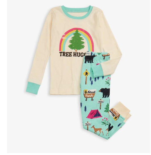 Tree hugger bear baby kids winter pajamas