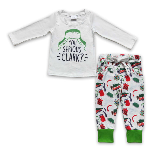 Green hat Christmas tree truck kids boy outfits