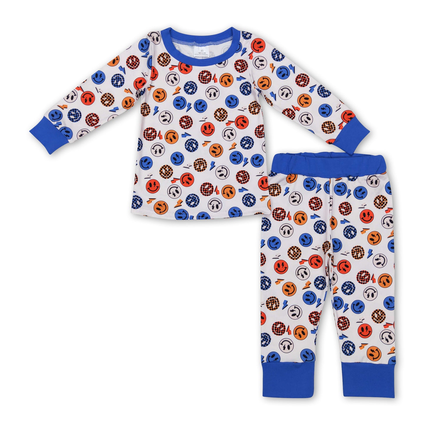 Blue smile long sleeves kids boy pajamas