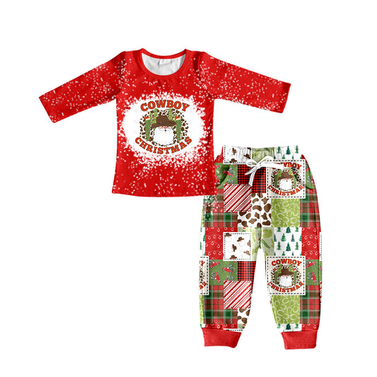 Cowboy Christmas santa cactus boy clothing set