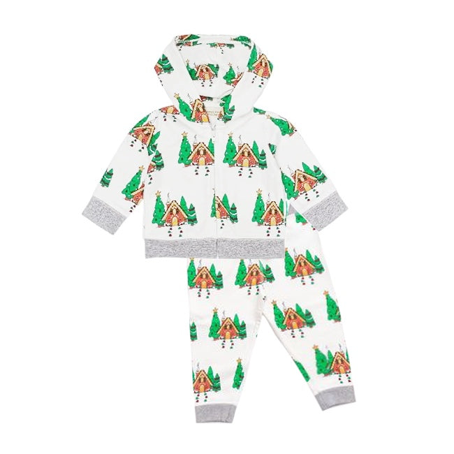 Green Christmas tree jacket pants kids boy outfits