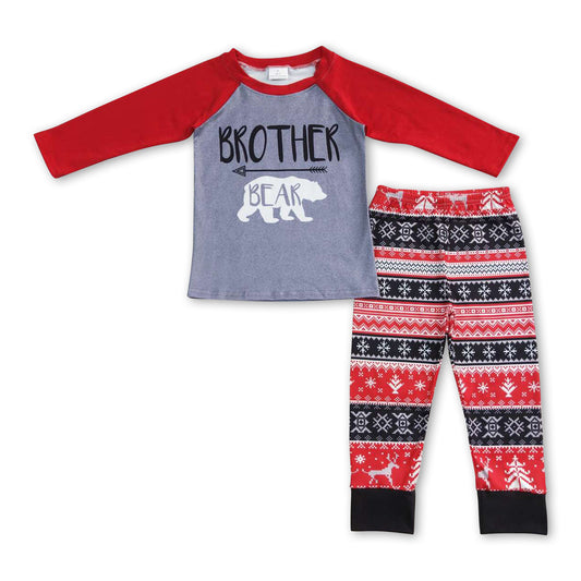 Brother bear top deer Christmas tree pants boy clothes