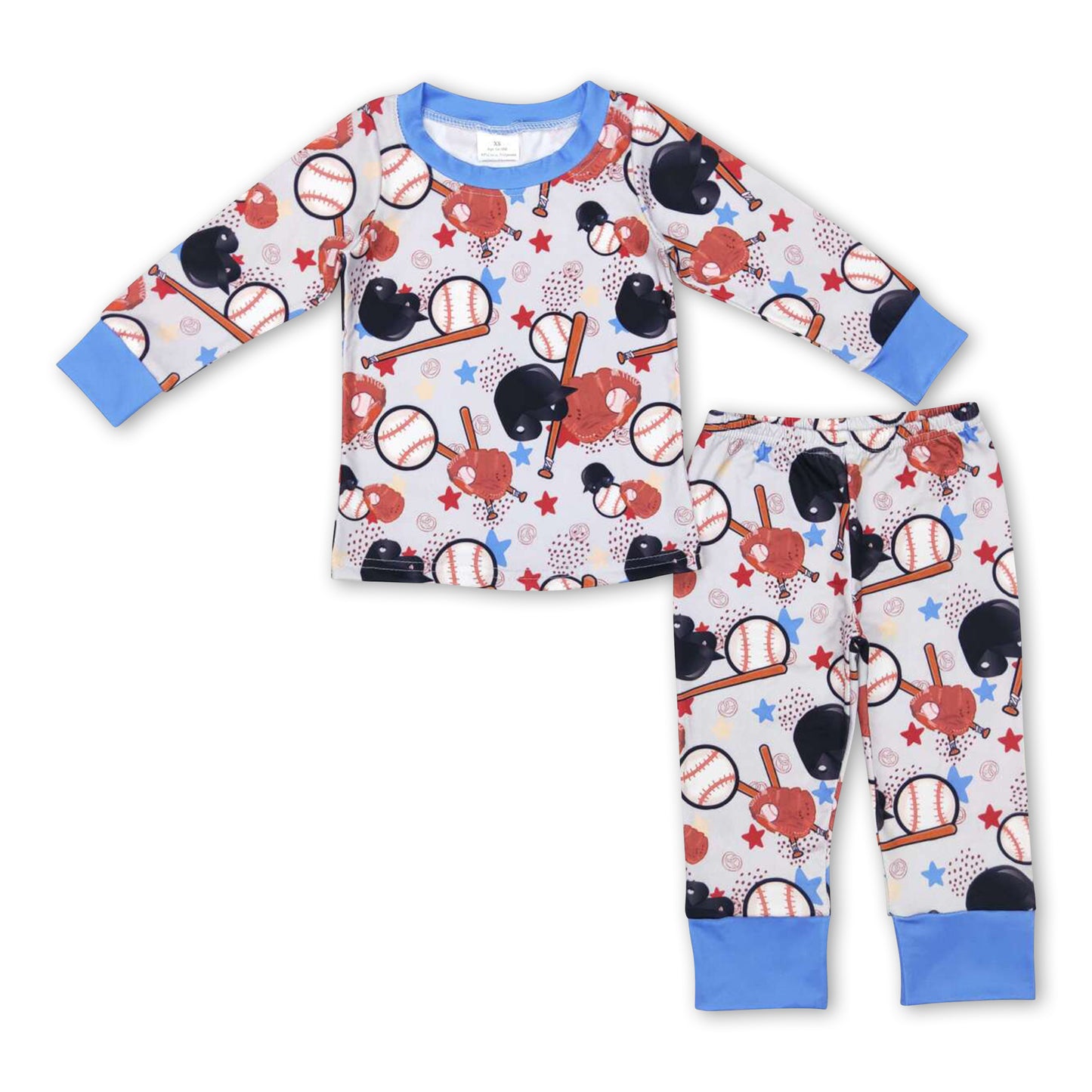 Baseball long sleeves baby kids pajamas