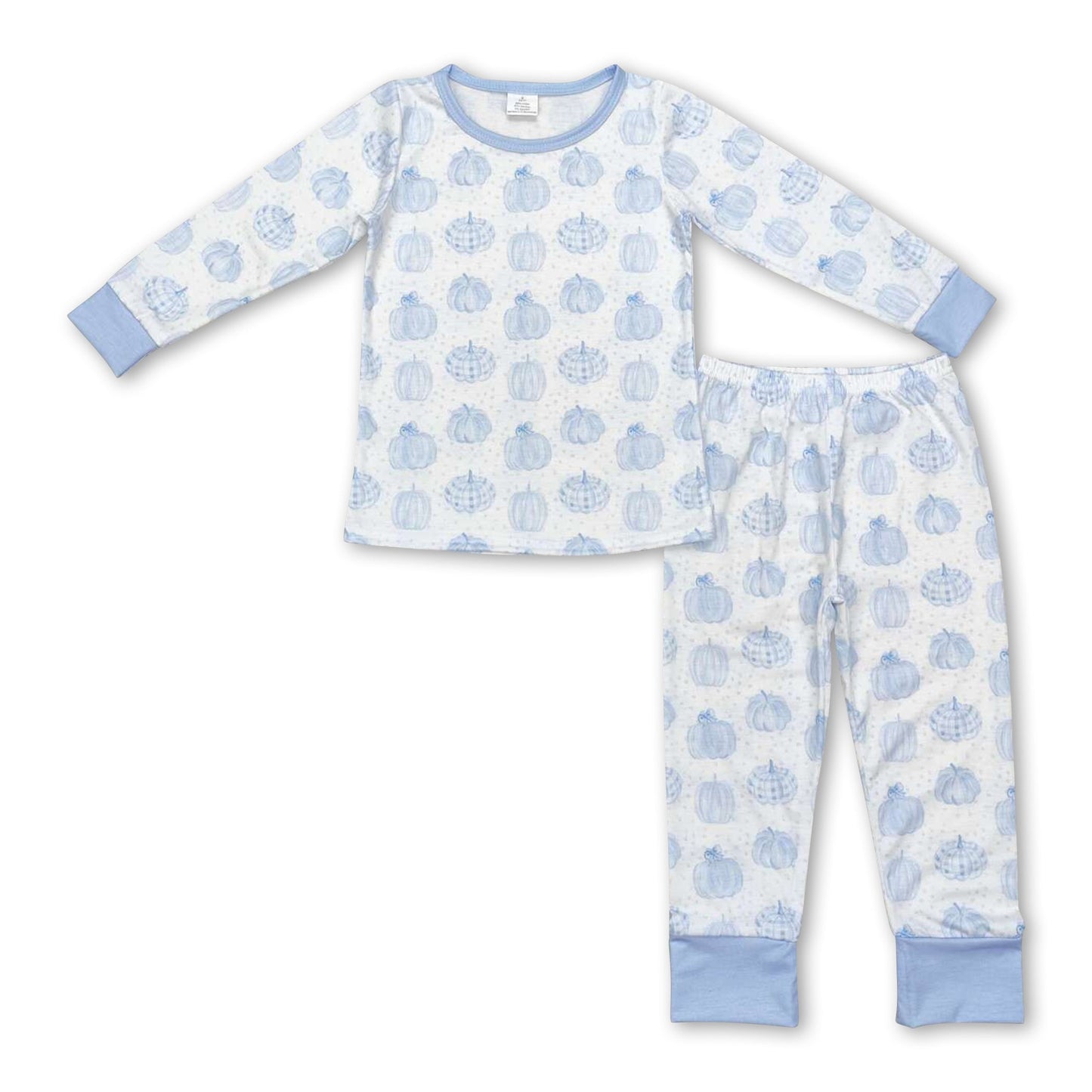 Blue pumpkin long sleeves kids boys fall pajamas