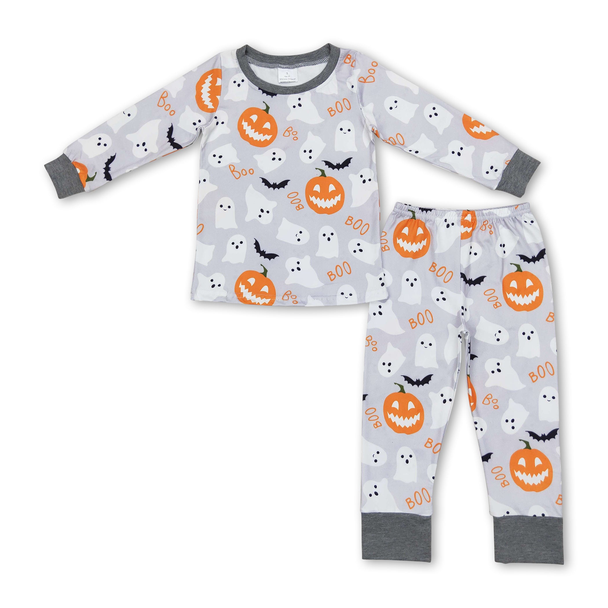 Long sleeves boo ghost pumpkin boys Halloween pajamas – Western Kids ...