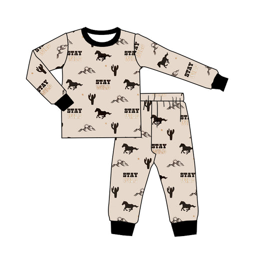 Stay wild cactus horse kids boys western pajamas