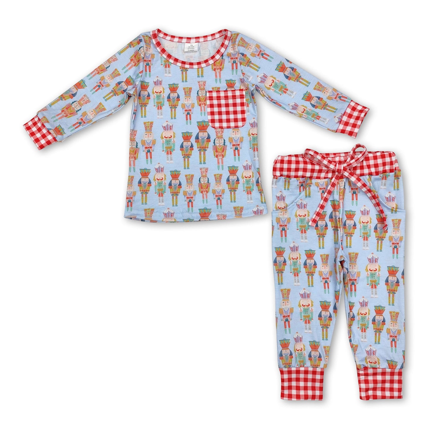 Plaid pocket long sleeves king boys Christmas pajamas