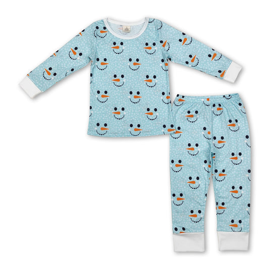 Long sleeves snowman kids boys pajamas