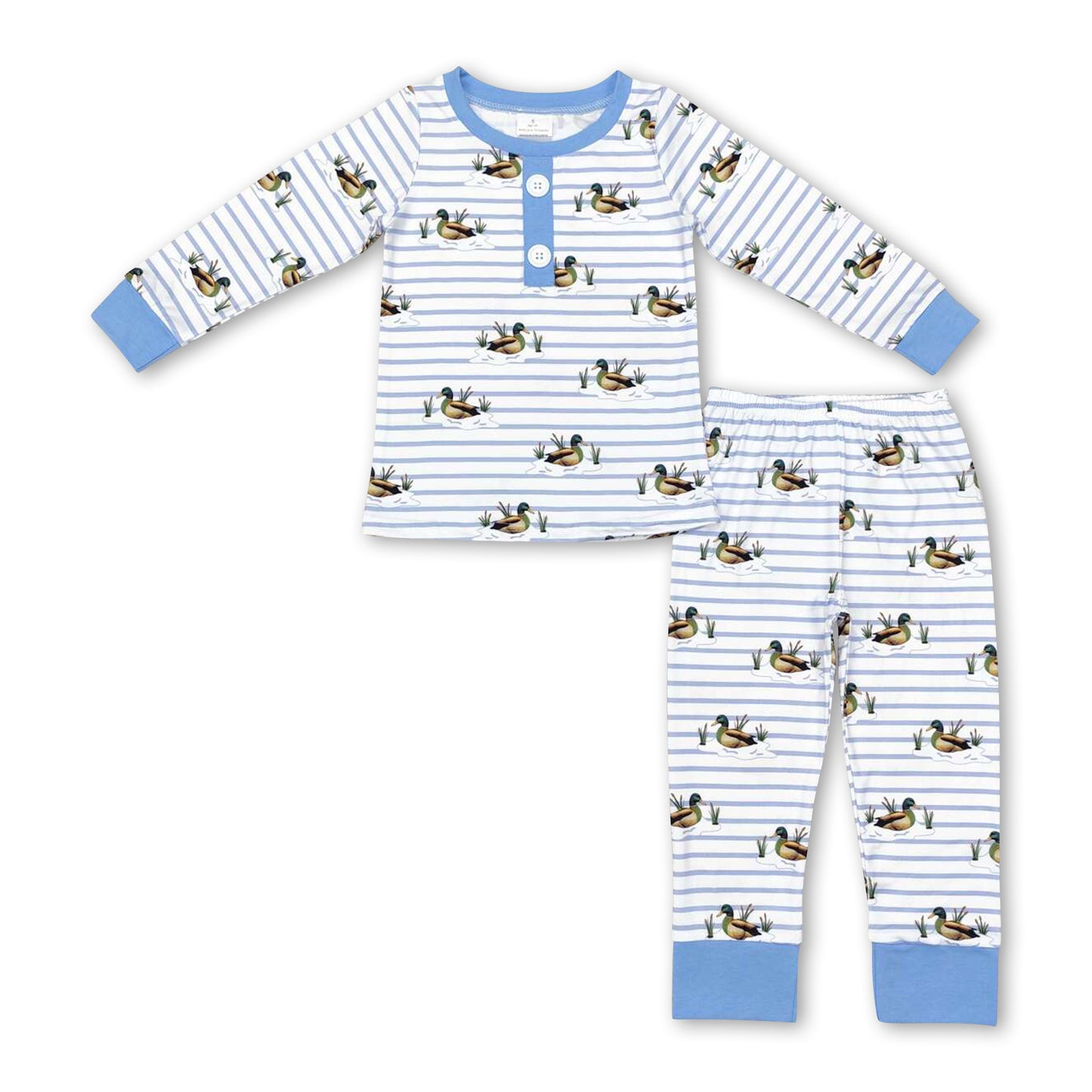 Light blue stripe duck kids boys pajamas