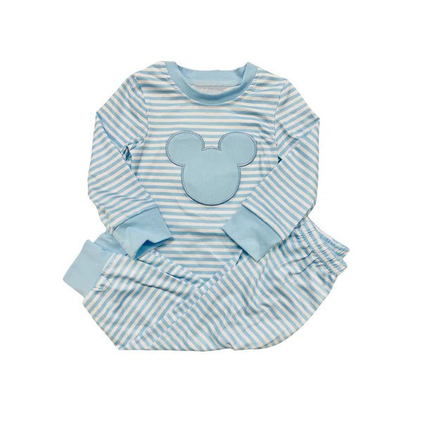 Light blue stripe mouse top pants boys pajamas