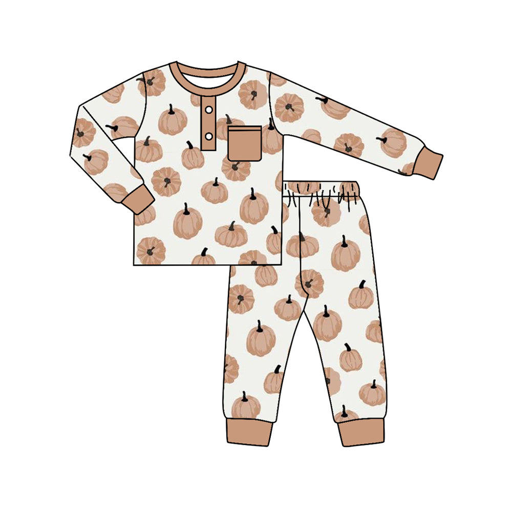 Long sleeves pumpkin baby kids fall pajamas