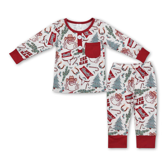 Christmas tree cactus santa kids pajamas