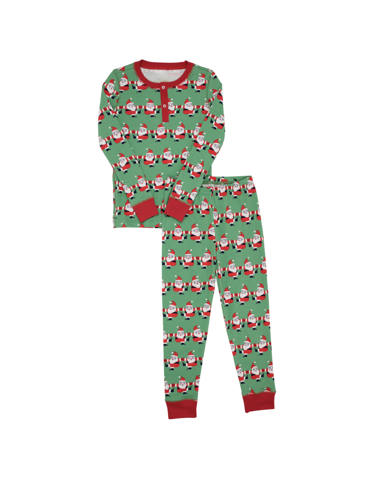 Long sleeves green santa baby kids Christmas pajamas