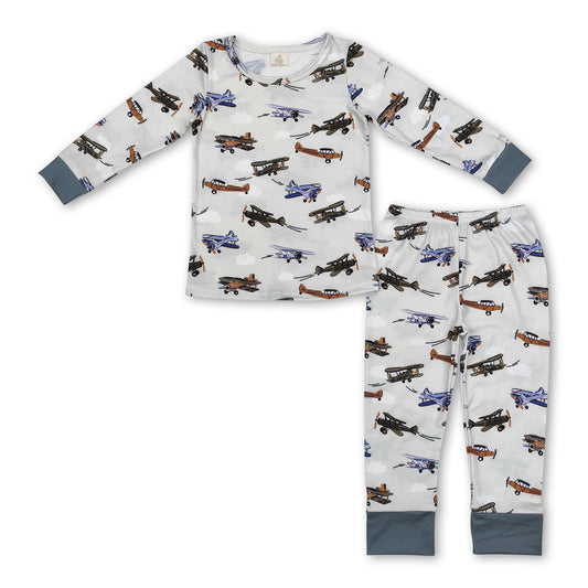 Long sleeves airplane kids boys pajamas