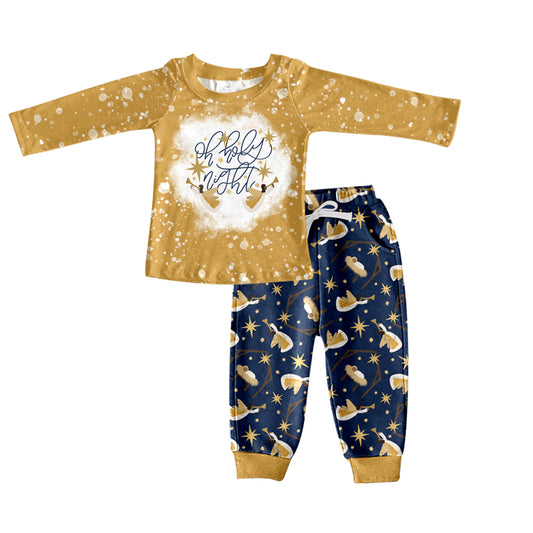Holly night bleached top pants boys nativity outfits