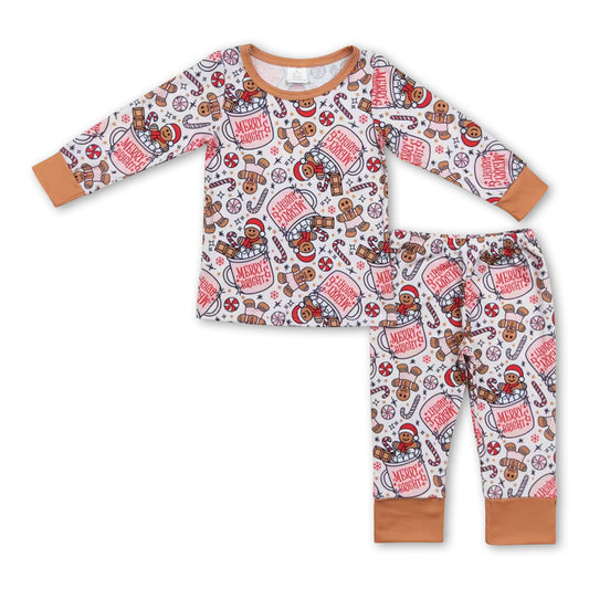 Merry and Bright gingerbread Christmas kids boys pajamas