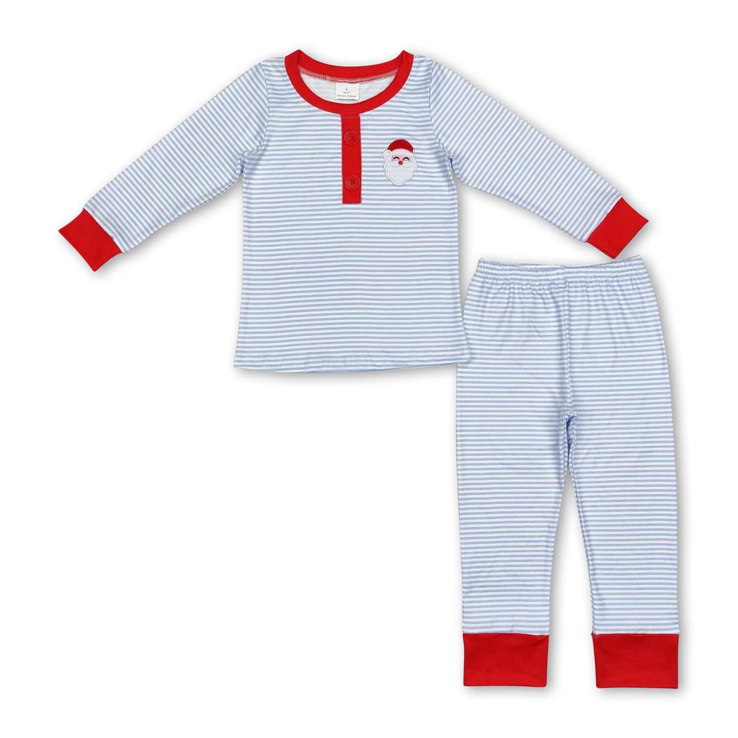 Light blue stripe snata kids boys Christmas pajamas