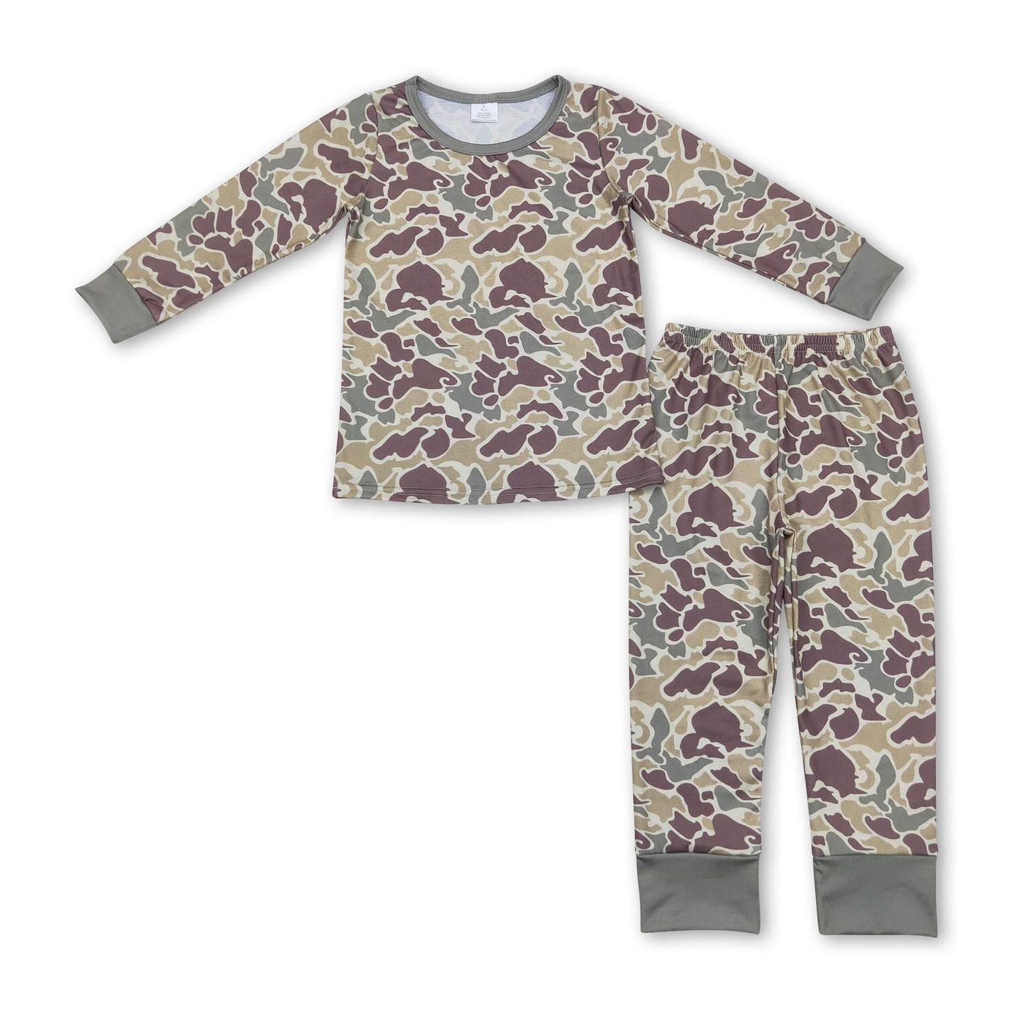 Long sleeves green camo kids boys pajamas