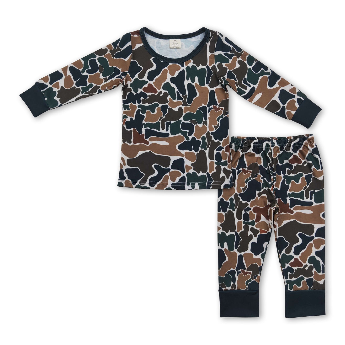 Long sleeves brown camo kids boys pajamas