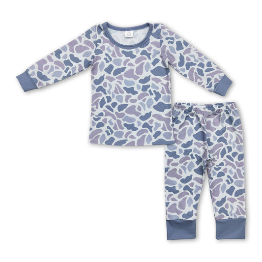 Long sleeves grey camo kids boys pajamas