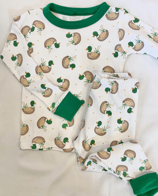 Green long sleeves duck kids boys pajamas
