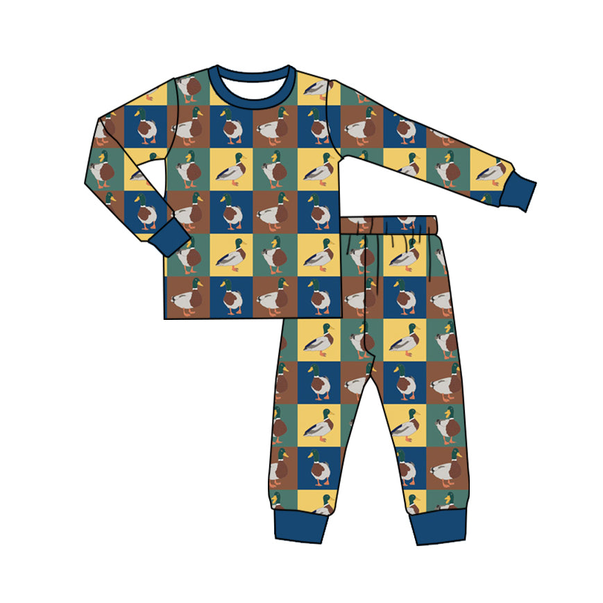 Long sleeves duck plaid kids boys pajamas – Western kids clothes