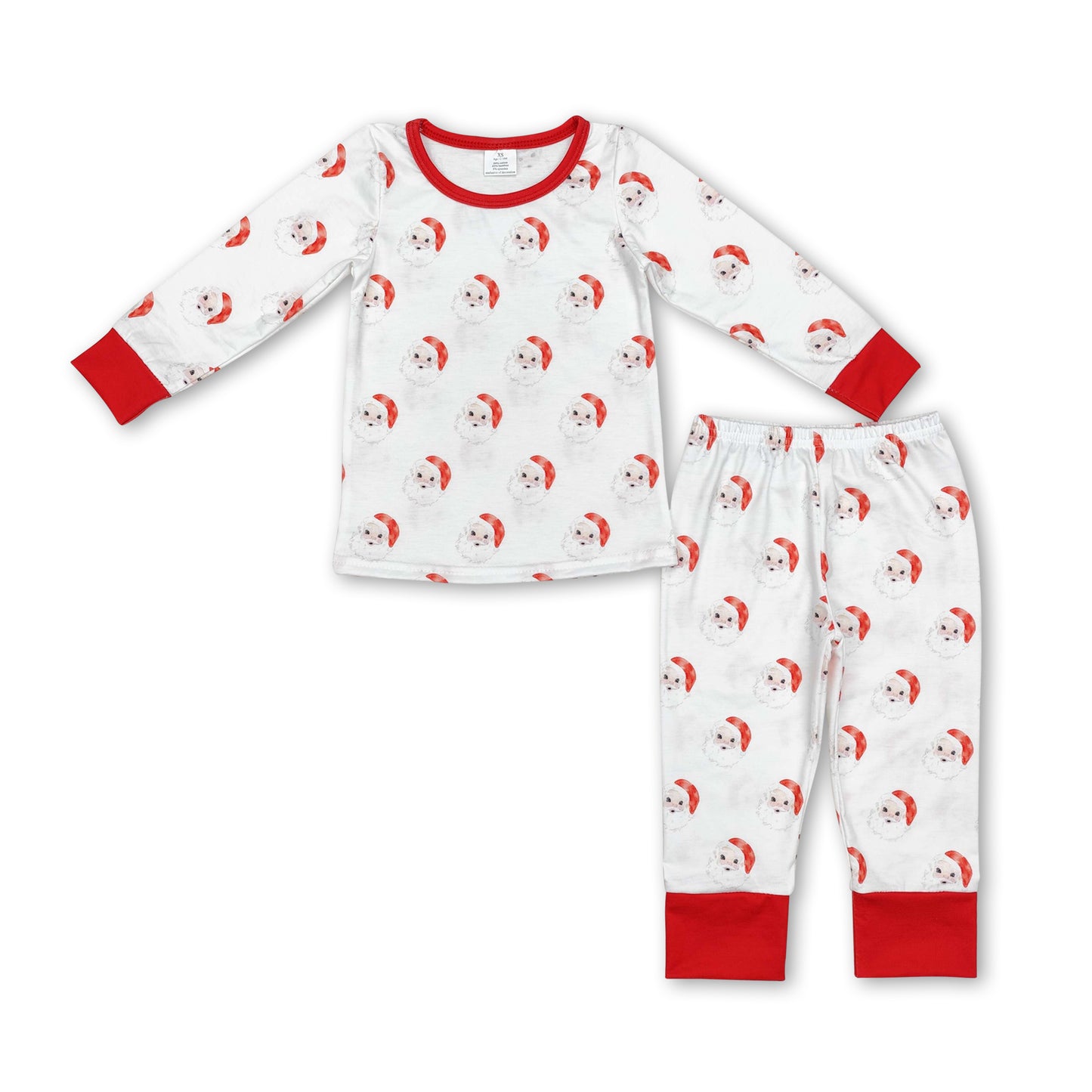 Red long sleeves santa children Christmas pajamas