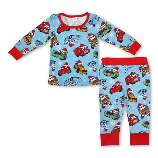 Red Christmas hat car kids boys Christmas pajamas