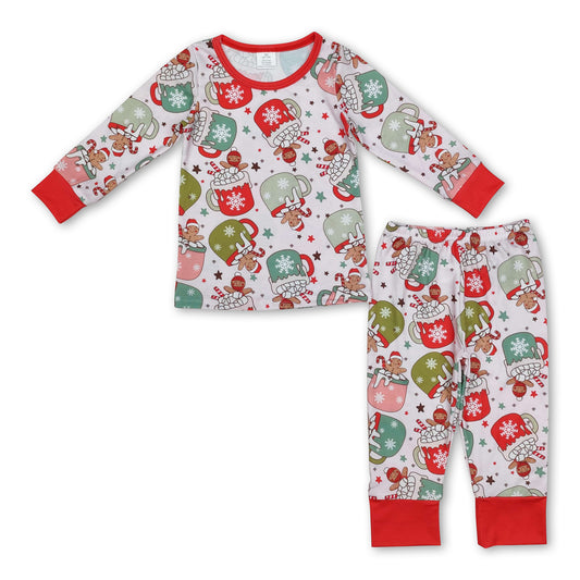 Gingerbread milk candy cane kids Christmas pajamas