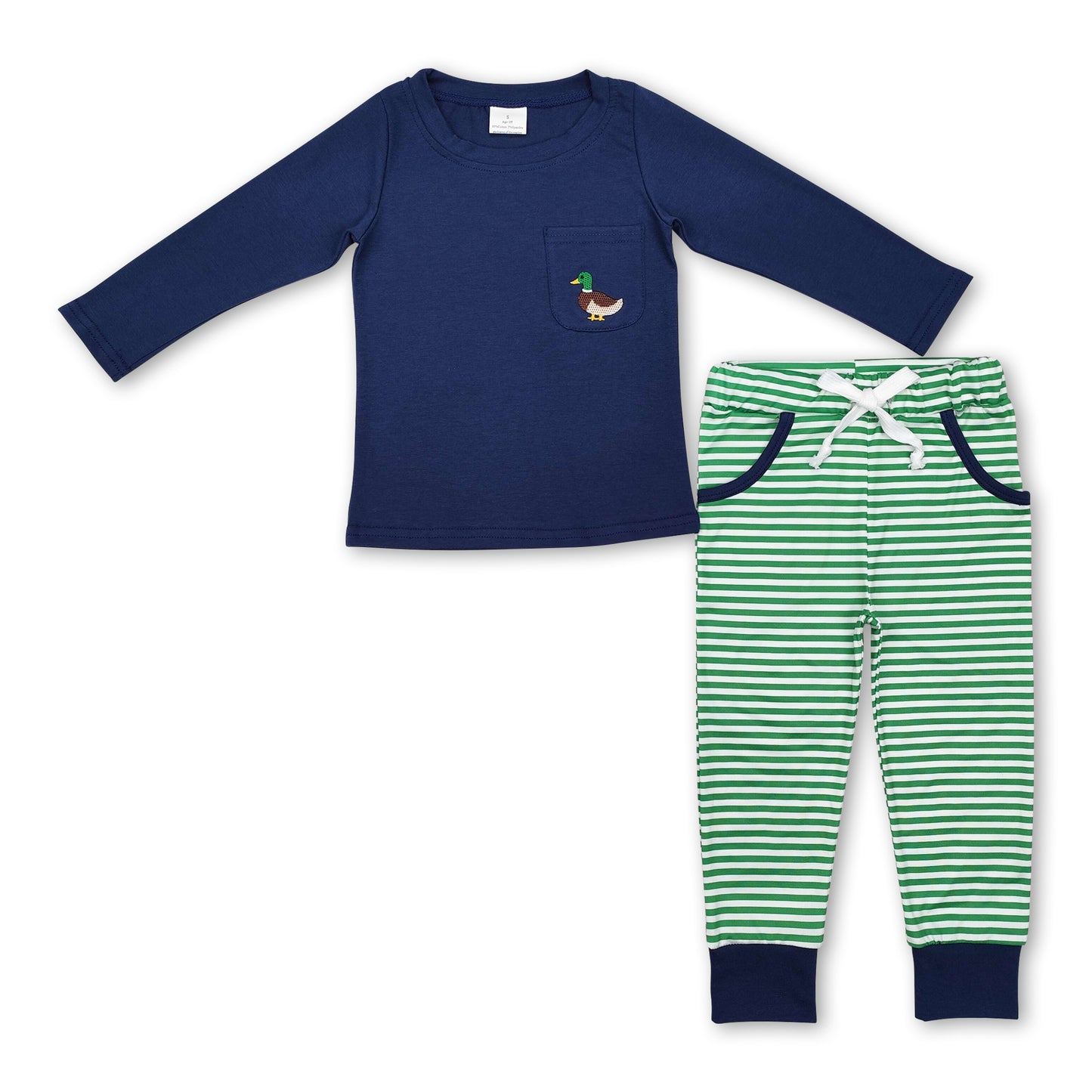 Navy duck pocket top stripe pants boys clothing