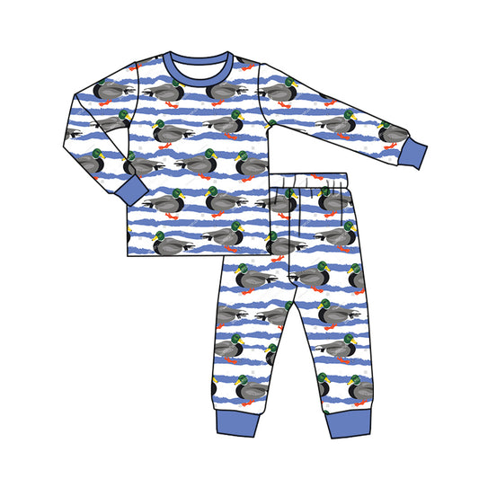 Blue long sleeves duck kids boys pajamas