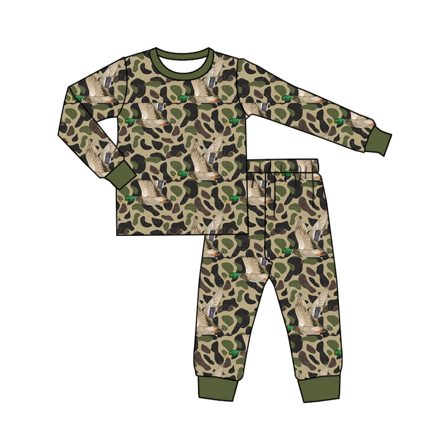 Long sleeves camo duck kids boys pajamas