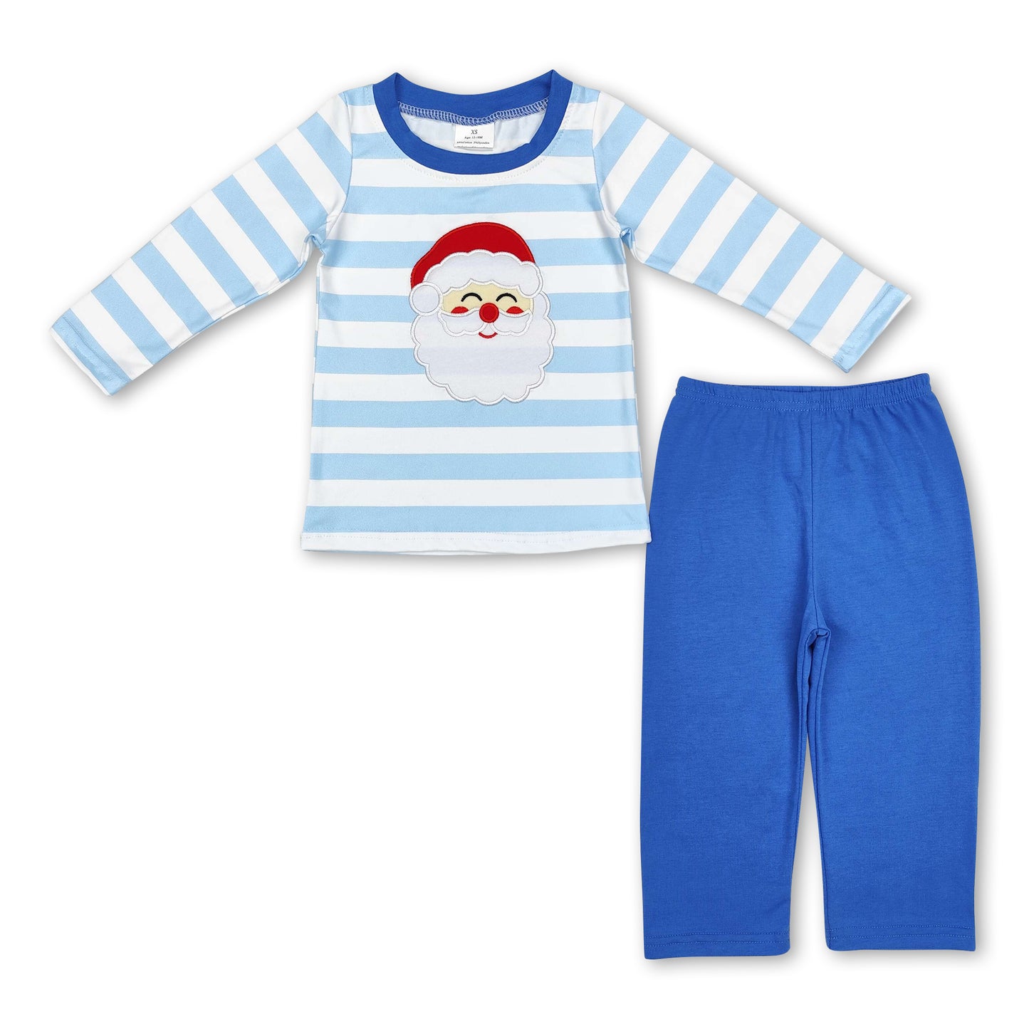 Stripe santa top blue pants boys Christmas clothes