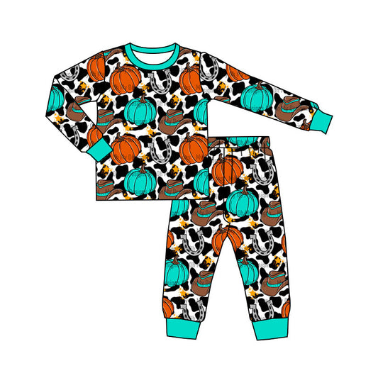 Long sleeves cow pumpkin kids western fall clothes