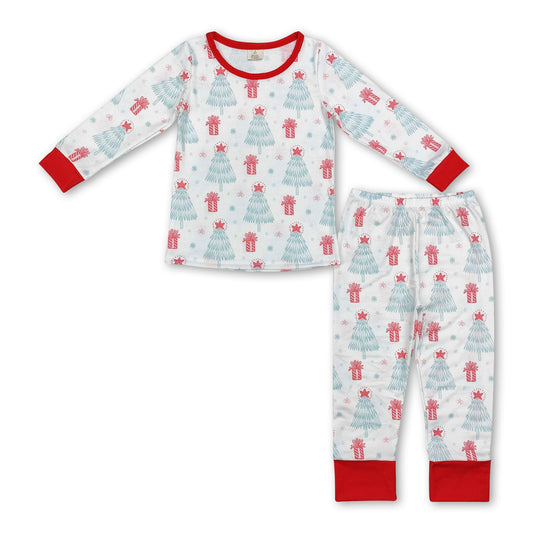 Long sleeves Christmas tree gift kids pajamas