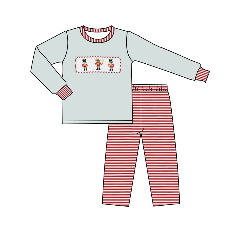 Long sleeves king top stripe pants boys Christmas clothes