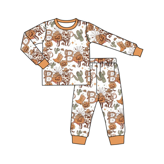 Boo y'all pumpkin cactus kids boys Halloween pajamas