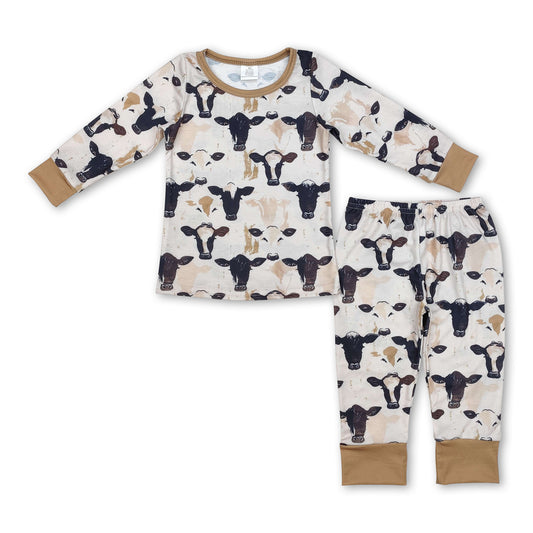 Long sleeves cows kids boys pajamas